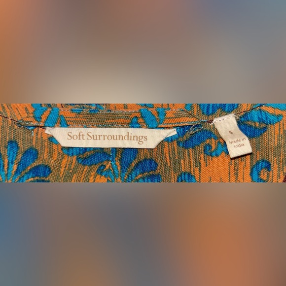 SOFT SURROUNDINGS Lelani Apricot Brown Ikat Gauze Topper Cardigan Kimono Small - Picture 6 of 9